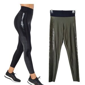 Ultracor Black and Olive Leggings with Glossy Panels